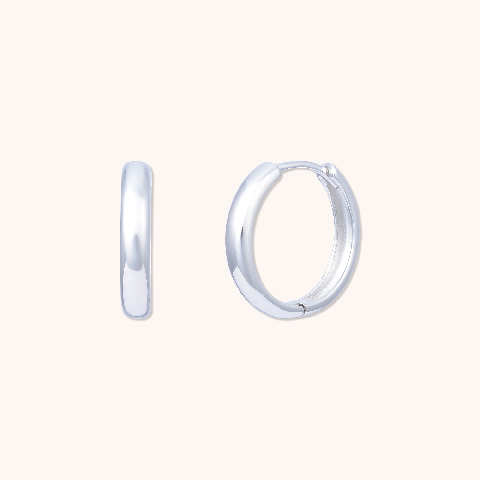 Large Classic Huggie Earrings Silver