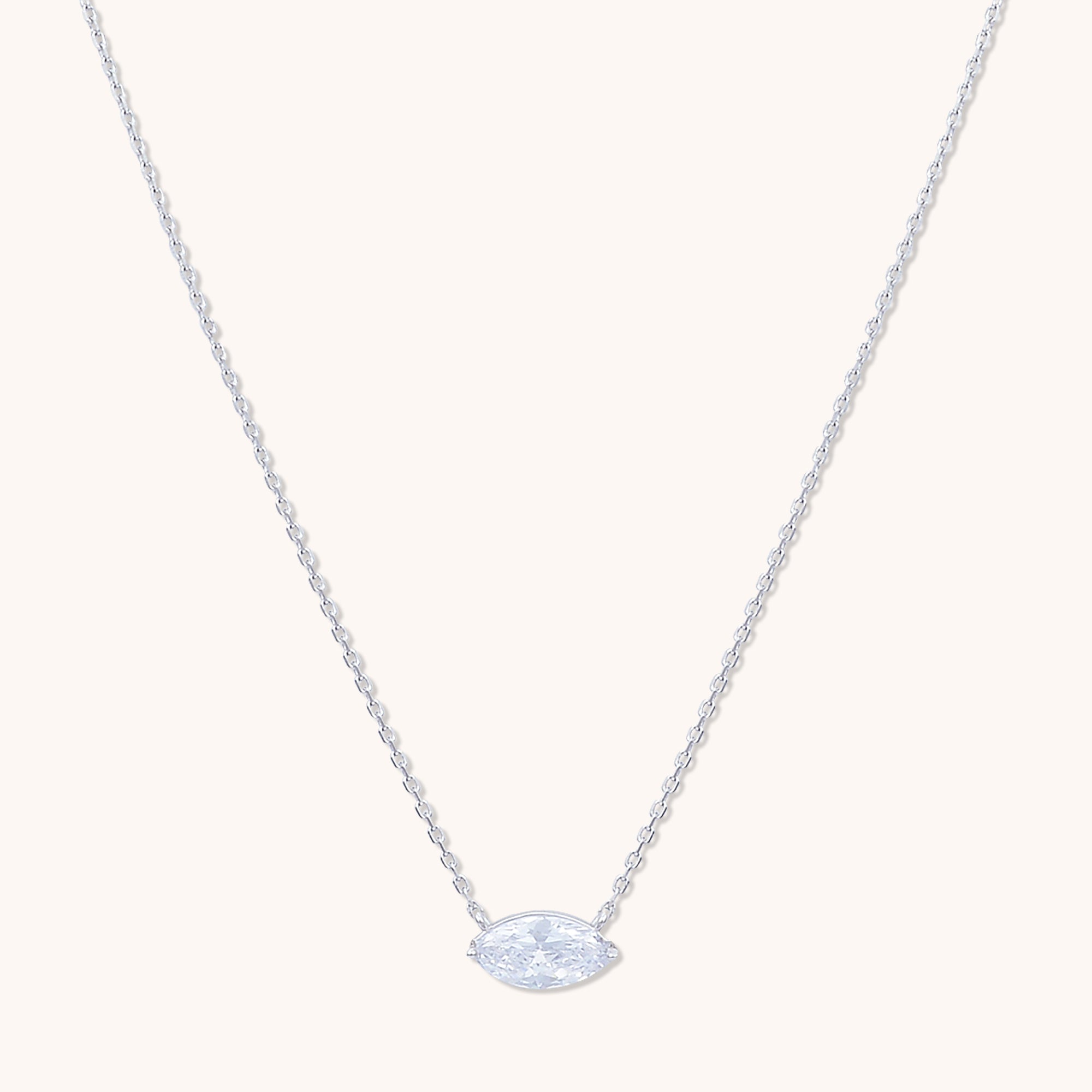 Marquise Sapphire Necklace Silver
