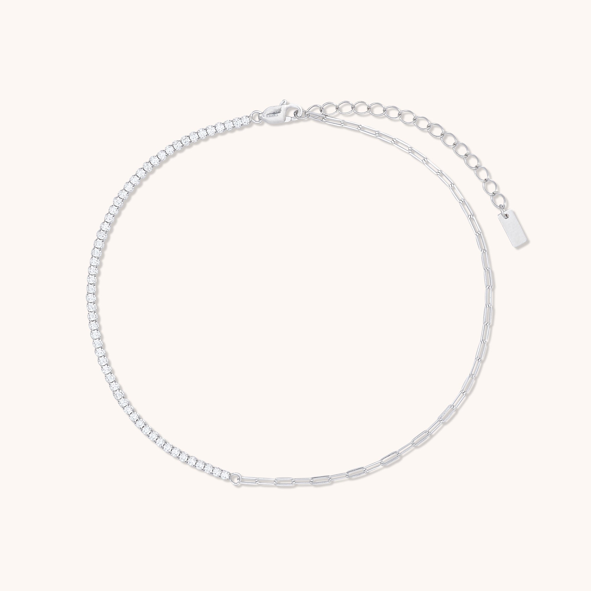 Tennis Link Anklet Silver