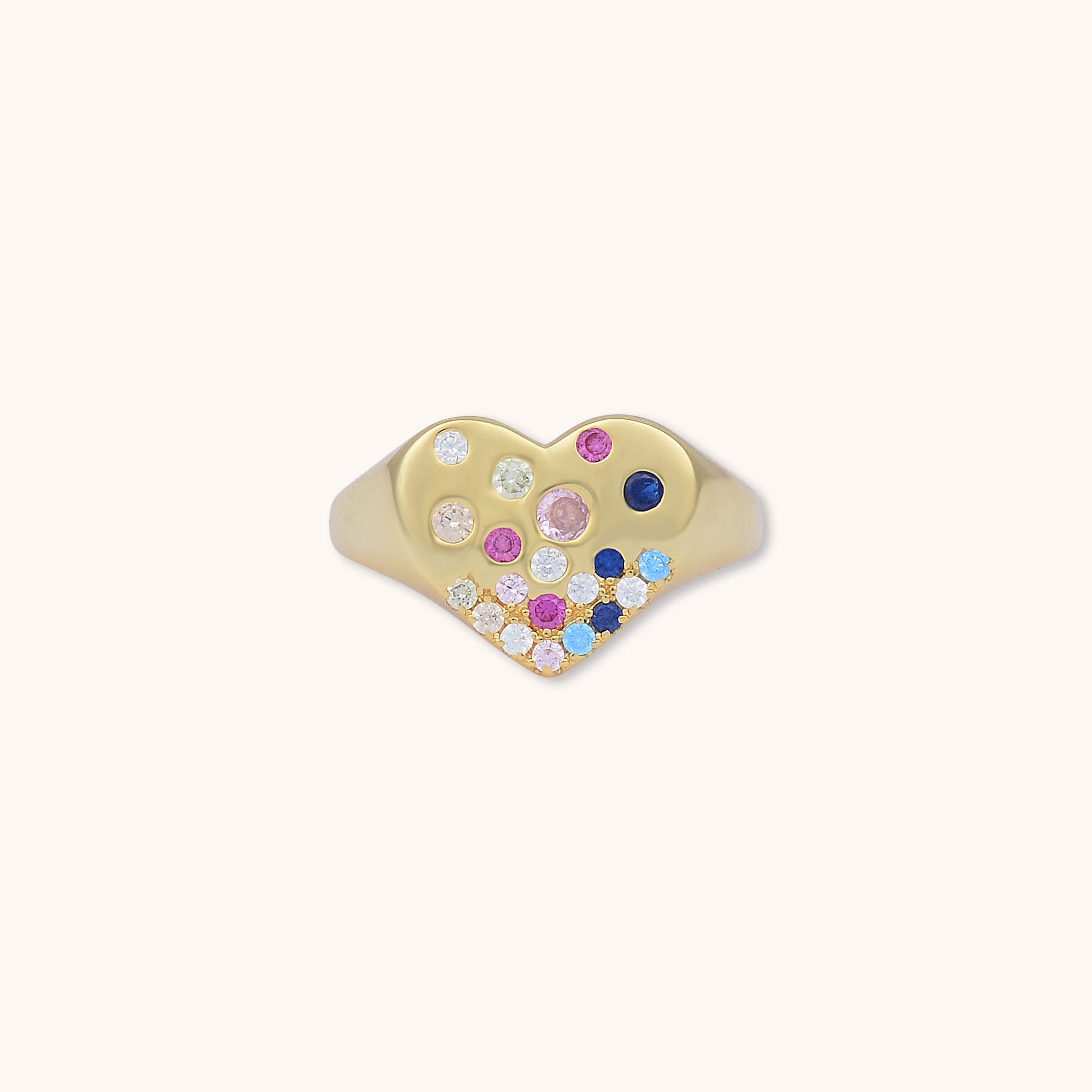 Heart Mosaic Statement Open Ring Gold