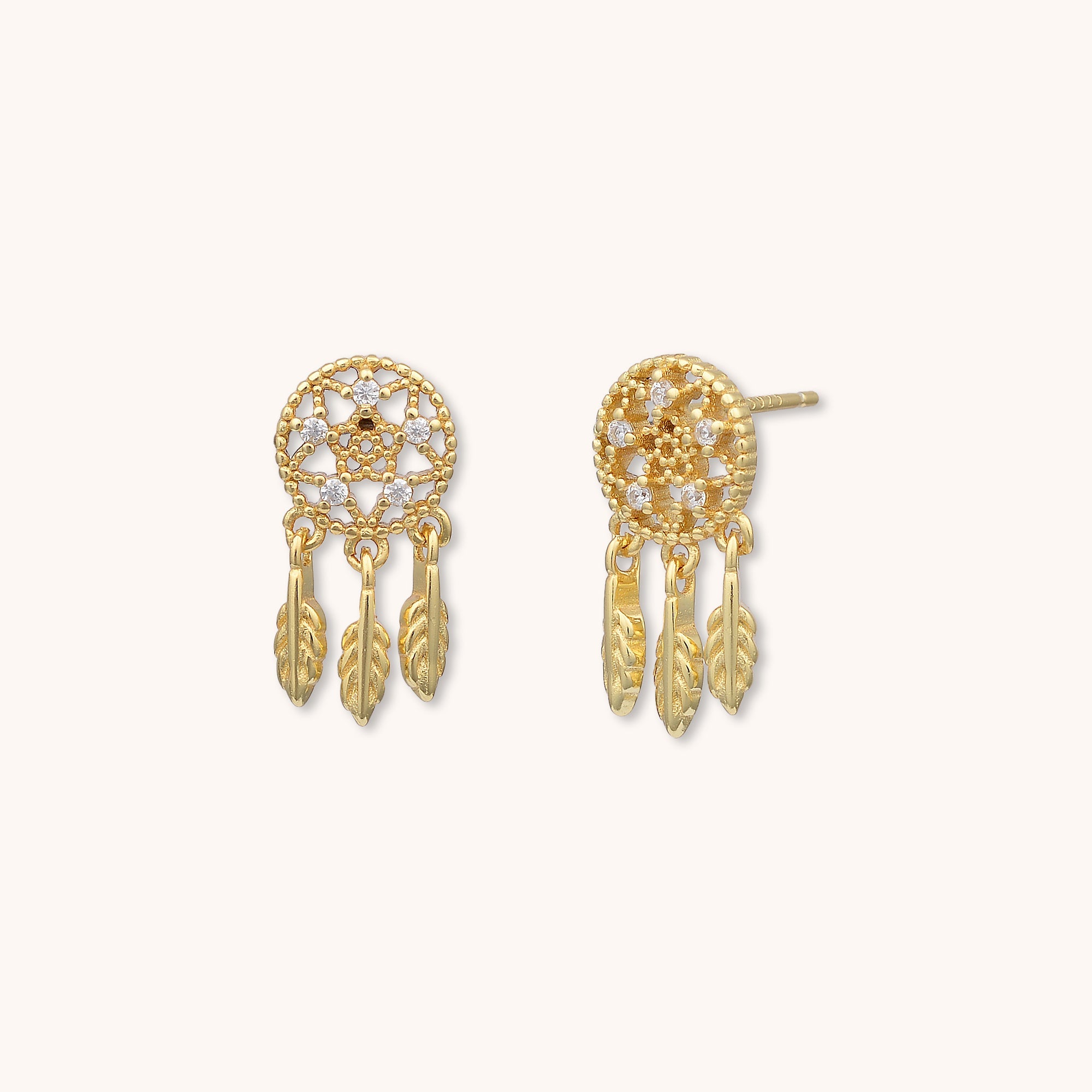 Dreamcatcher Stud Earrings Gold