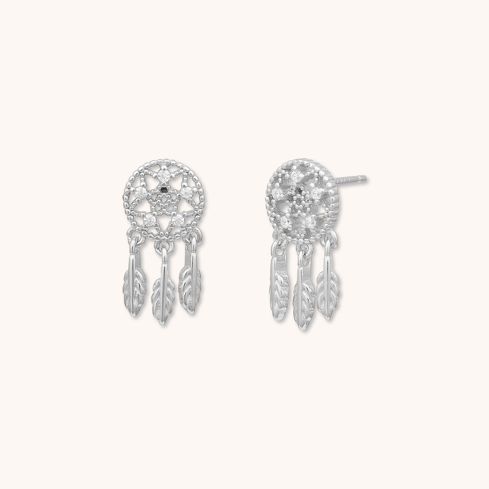 Dreamcatcher Stud Earrings Silver